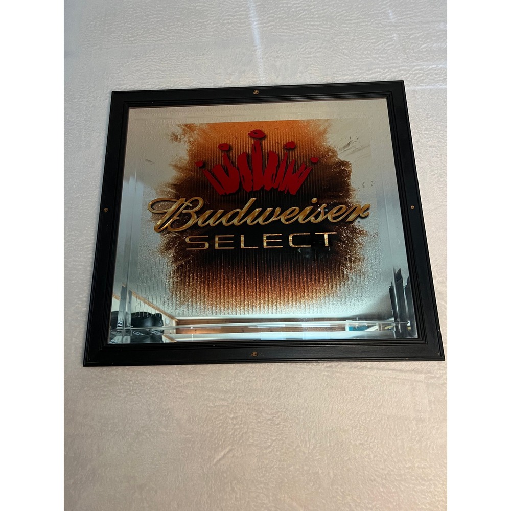 Budweiser Select Bar Mirror Anheuser Busch Beer Sign Framed 1030129 2005 Vintage